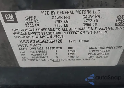 2016 Chevrolet Silverado 1500 Wt from USA, damaged, VIN 1GCVKNEC5GZ354120